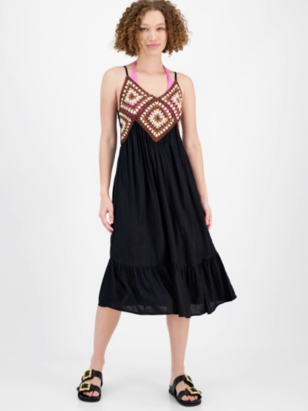 Raviya Women's Crochet-Bodice MIDI Dress Cover-up Swimsuit Size XL 20018
